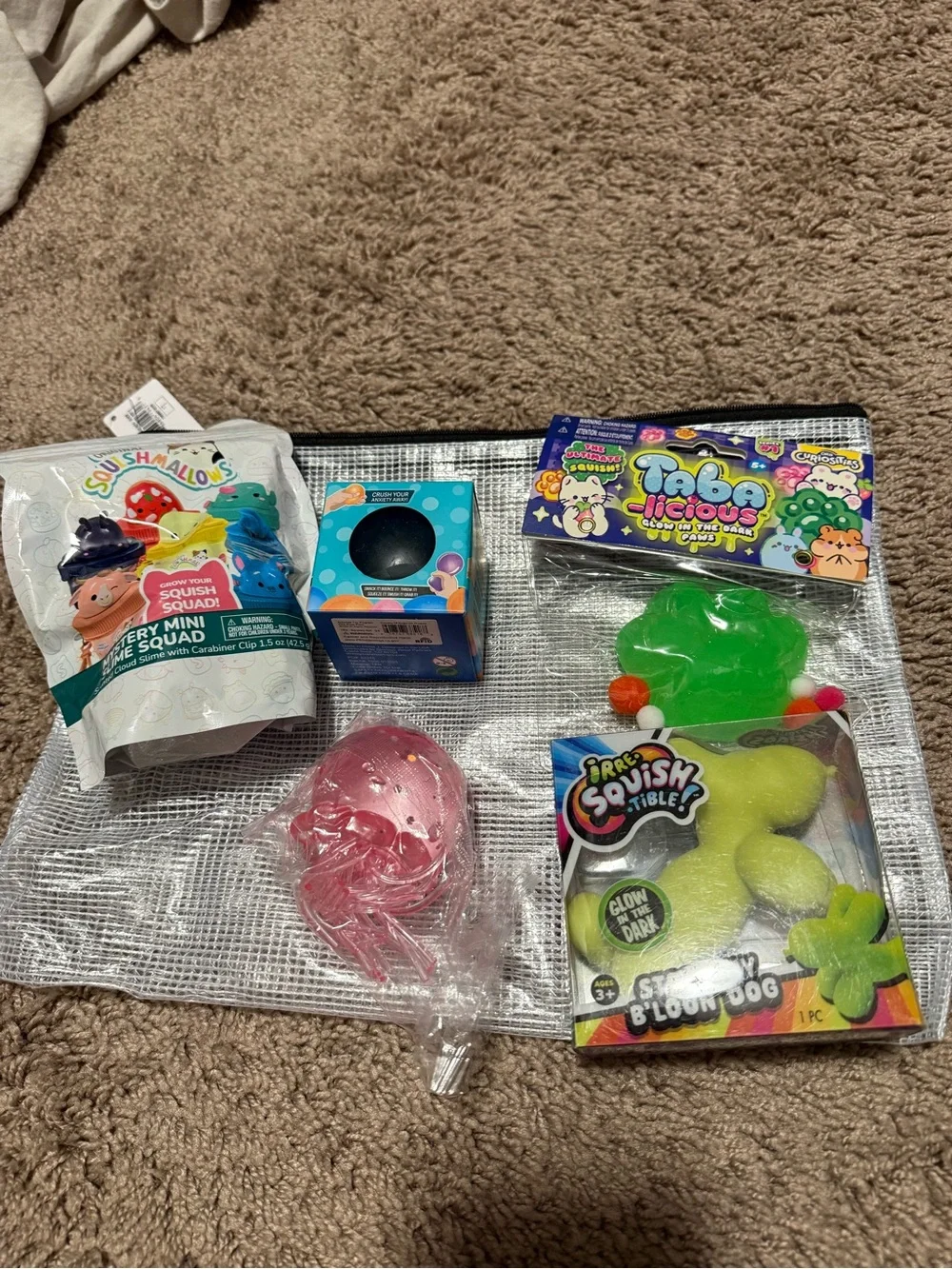 Assorted Kids Squishy Toy Bundle - Pink, Green, Blue